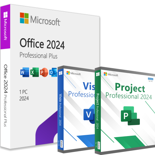 Microsoft Office 2024 Professional Plus + Visio 2024 Pro + Project 2024 Pro (Bundle)