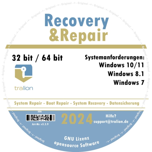 2024 Recovery und Repair CD Für Windows 7 - Windows 8 - Windows 10/11 32 & 64 Bit Version, inkl. DATENRETTUNG